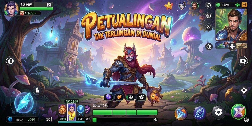 Screenshot dari gameplay petualangan yang penuh warna dan imersif.