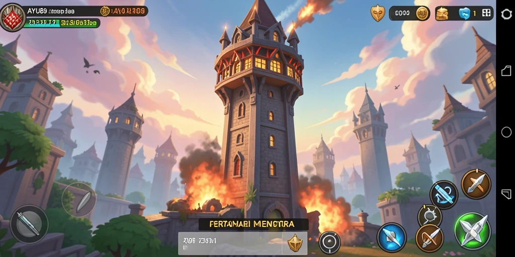 Gameplay mengasyikkan dalam AYU89 dengan pertahanan menara strategis.