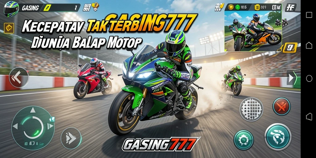 Gameplay seru dalam balapan motor yang mendebarkan.